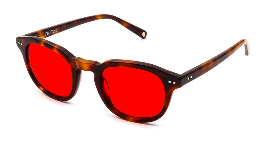 Acero Chaga Red blue light blockers viewed from side