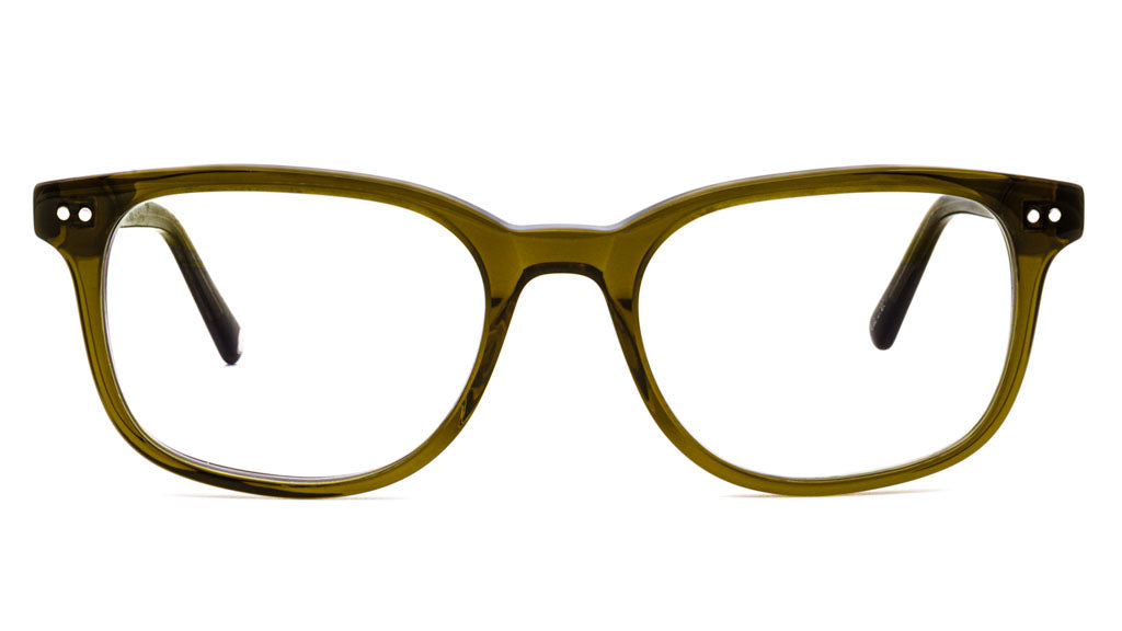 Cedar Olive Clear blue light glasses viewed from front