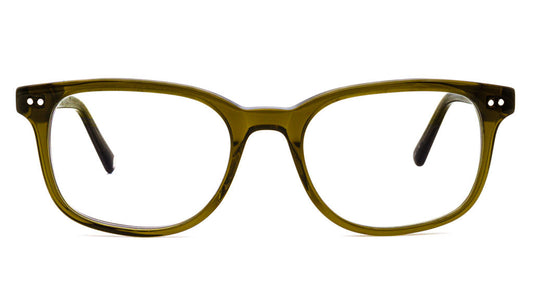 Cedar Olive Clear blue light glasses viewed from front