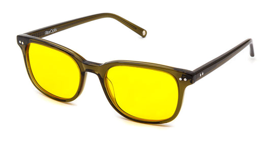 Cedar Olive Yellow blue light blockers viewed from side