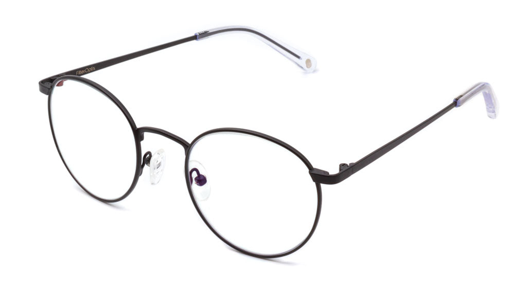Mesi Black Clear blue light blockers viewed from side