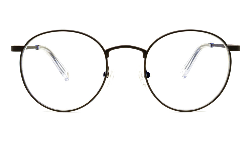 Mesi Black Clear blue light glasses viewed from front
