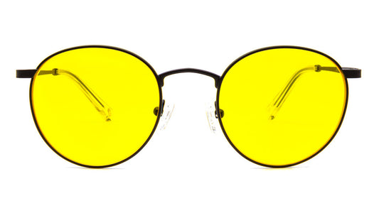Mesi Black Yellow blue light glasses viewed from front