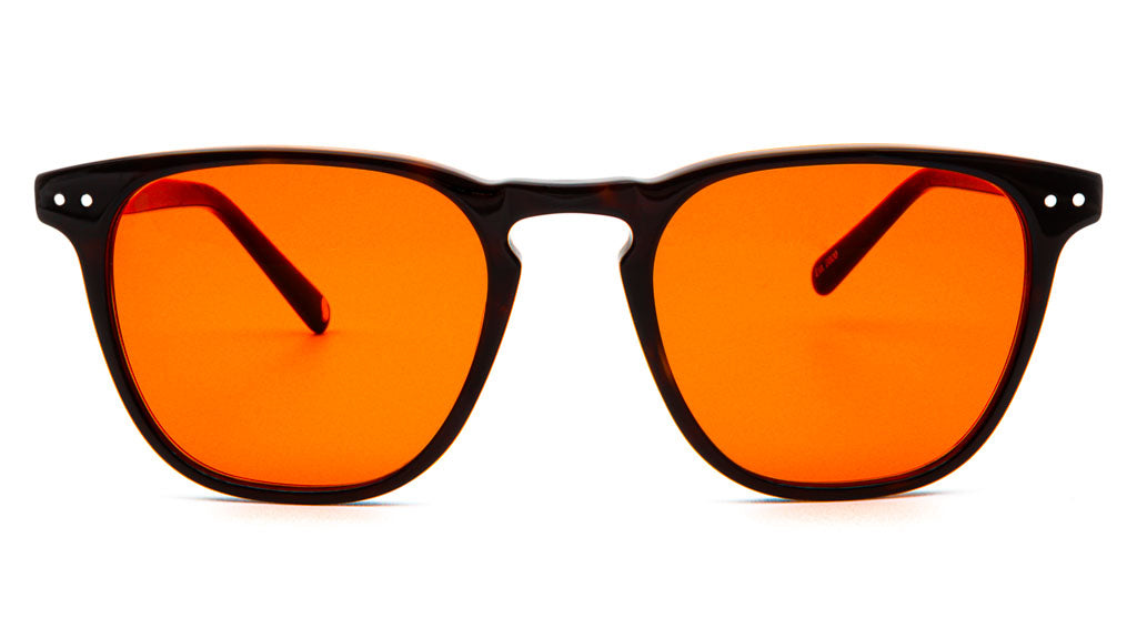 Yama Tortoise Orange blue blocking glasses viewed from front