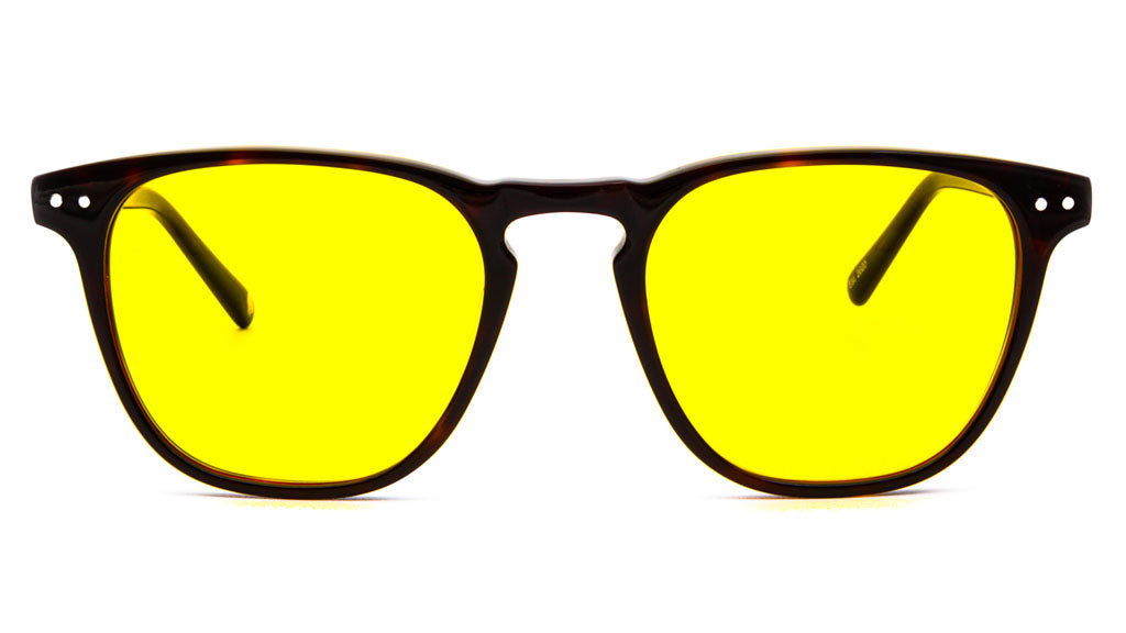 Yama Tortoise Yellow blue blocking glasses viewed from front