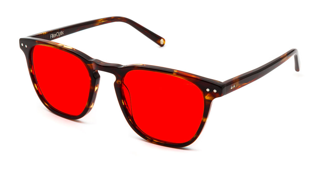 Yama Cinnamon Red blue light blockers viewed from side